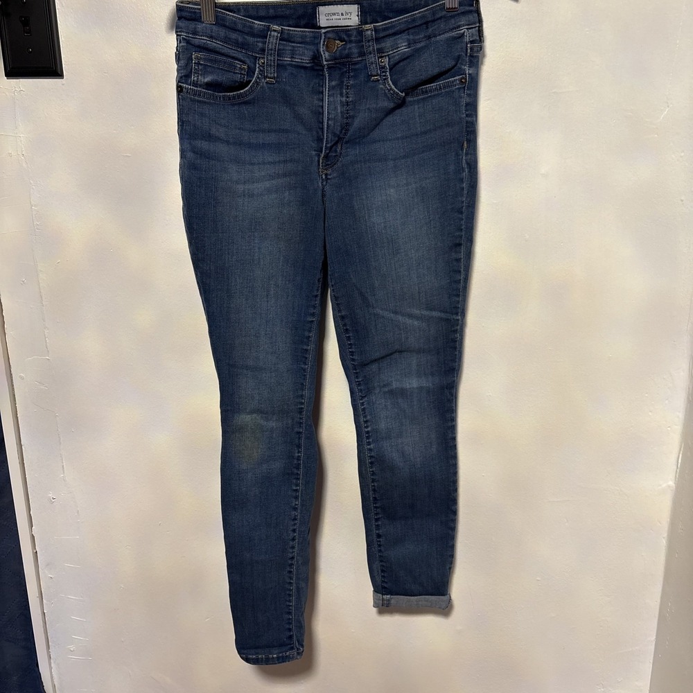 NWT Crown & Ivy High Rise Skinny Jeans Womens Size 8 Blue  Stretch‎